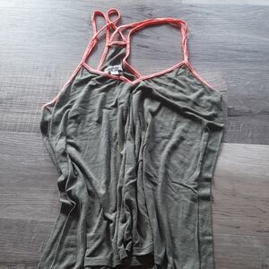 Olive Green Women's Top with Coral Straps